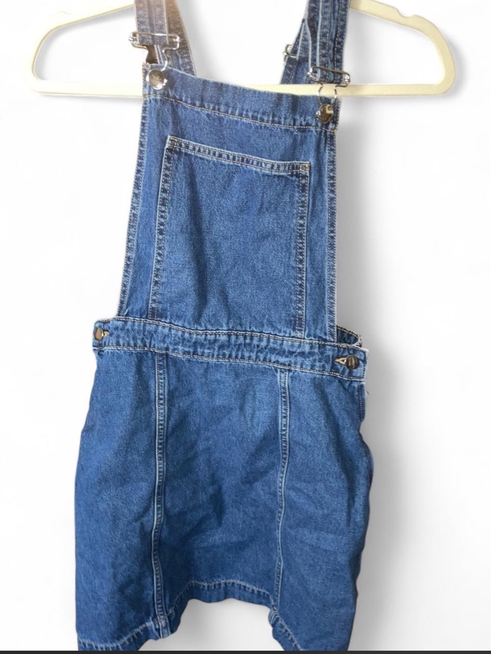 H&M Conscious Classic Denim Overall Dress Adjustable Straps Pocket blue wash